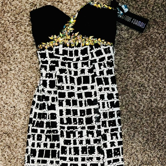 PRECIOUS FORMALS CRYSTAL AND SEQUINS FORMAL GOWN - Picture 1 of 5